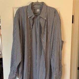 Peter Millar Blue and White Checkered Button-Up Shirt